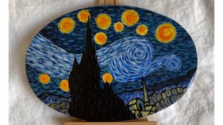 Starry night painting with me | رسم لوحة فان جوخ ليلة النجوم ✨