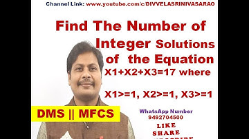 FIND THE NUMBER OF SOLUTIONS OF THE EQUATION X1+X2+X3=17 WHERE X1,X2,X3 GREATER THAN OR EQUAL TO 1