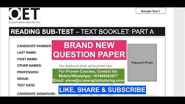Brand New OET Reading Part A Question Paper With Answers #oet #oetreading #ucan