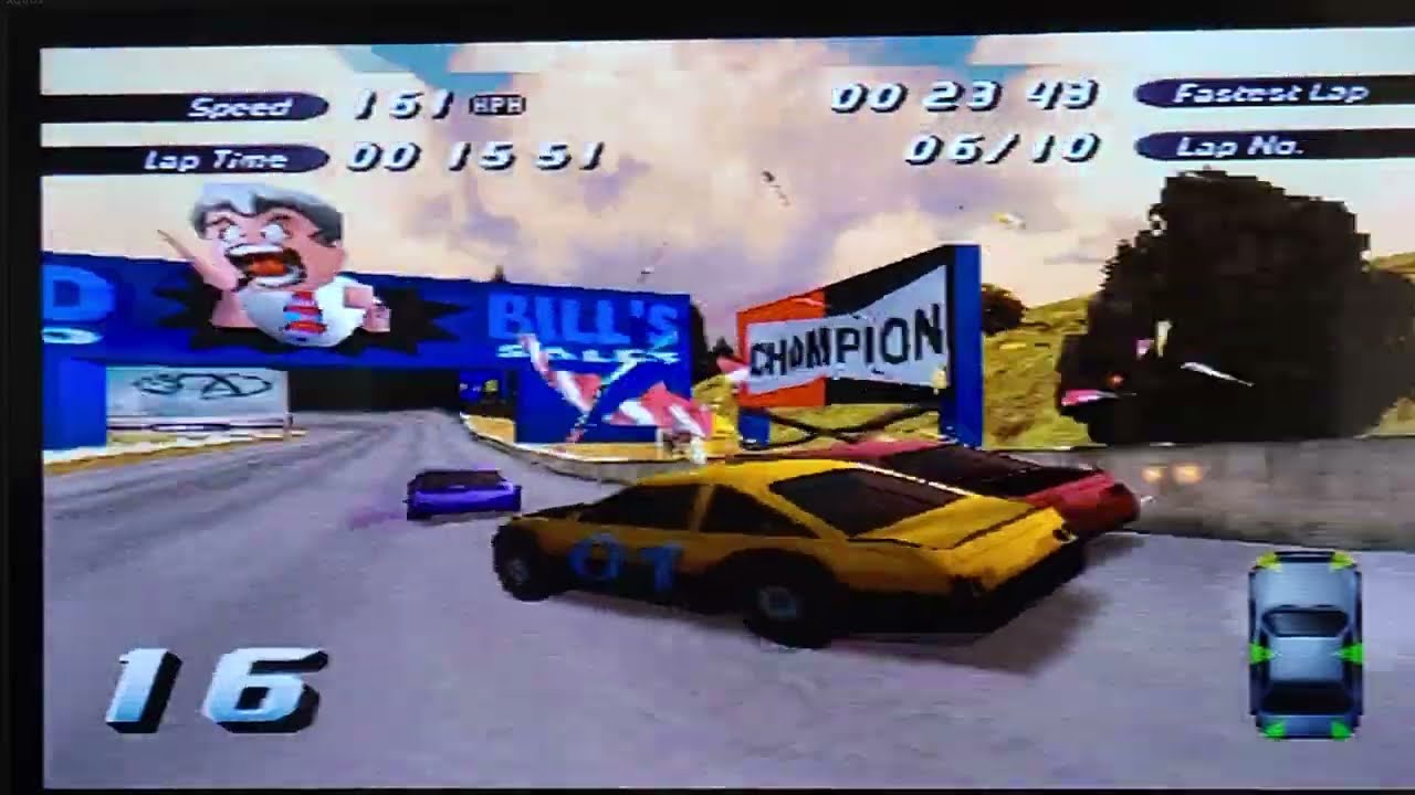 PS1 gameplay - Destruction derby 2 - Part 11 - Pine hils raceway 