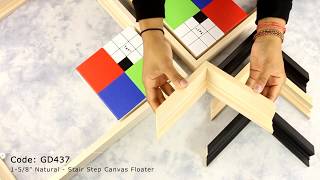 Corner Samples - Custom-made Canvas Floater Frames: 1" and 1-5/8" Wood Collection