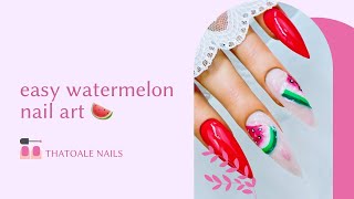 WATERMELON NAIL ART DIY | EASY NAIL ART FOR BEGINNERS |NAIL ART AT HOME