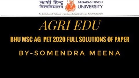 BHU MSC Ag  2020 paper solution     PART 2