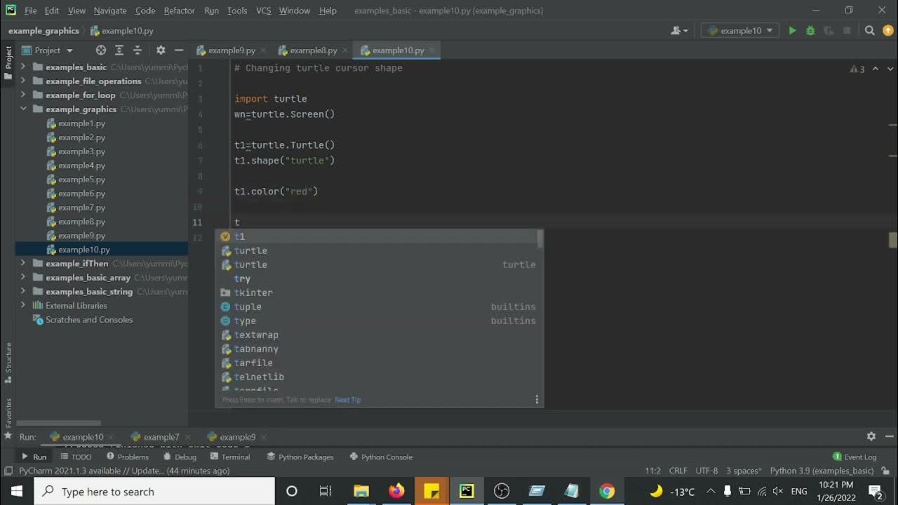 Turtle + cursor shape in python ! example 70 - YouTube