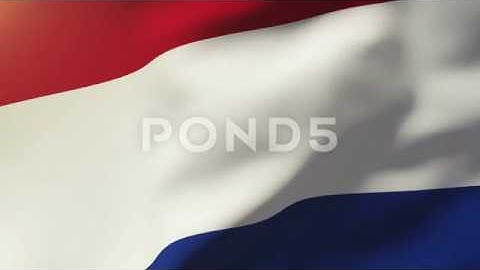 Netherlands Flag Waving In The Wind. Looping Sun Rises Style. Animation Loop