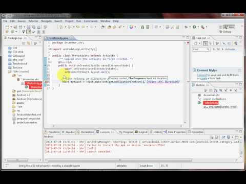 Android Java Eclipse Toast Bildschirmmeldung