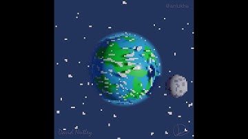Blender pixel art Earth-like space loop animation