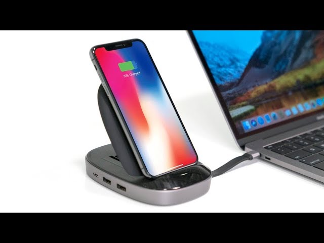 HyperDrive USB C Hub 8 in 1 + Qi Wireless Charger iPhone X Stand
