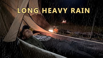 Relaxation, Solo Camping in Heavy Rain 🌧️ | Rain Sounds in the Forest, Bonfire