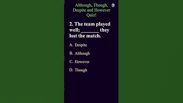 Conjunctions Quiz #part1 | Although, Though, Despite and However Quiz #english #quiz #grammarquiz