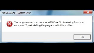 The program cant start because WMVCcore DLL is missing from your computer In windows server 2012