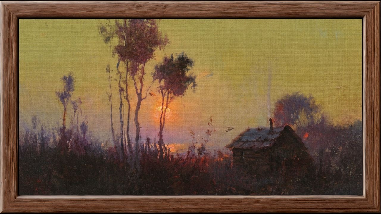 Rustic Cabin at Sunset | Impressionist Countryside Landscape | Frame TV Art 4K | Illusion Fine Art