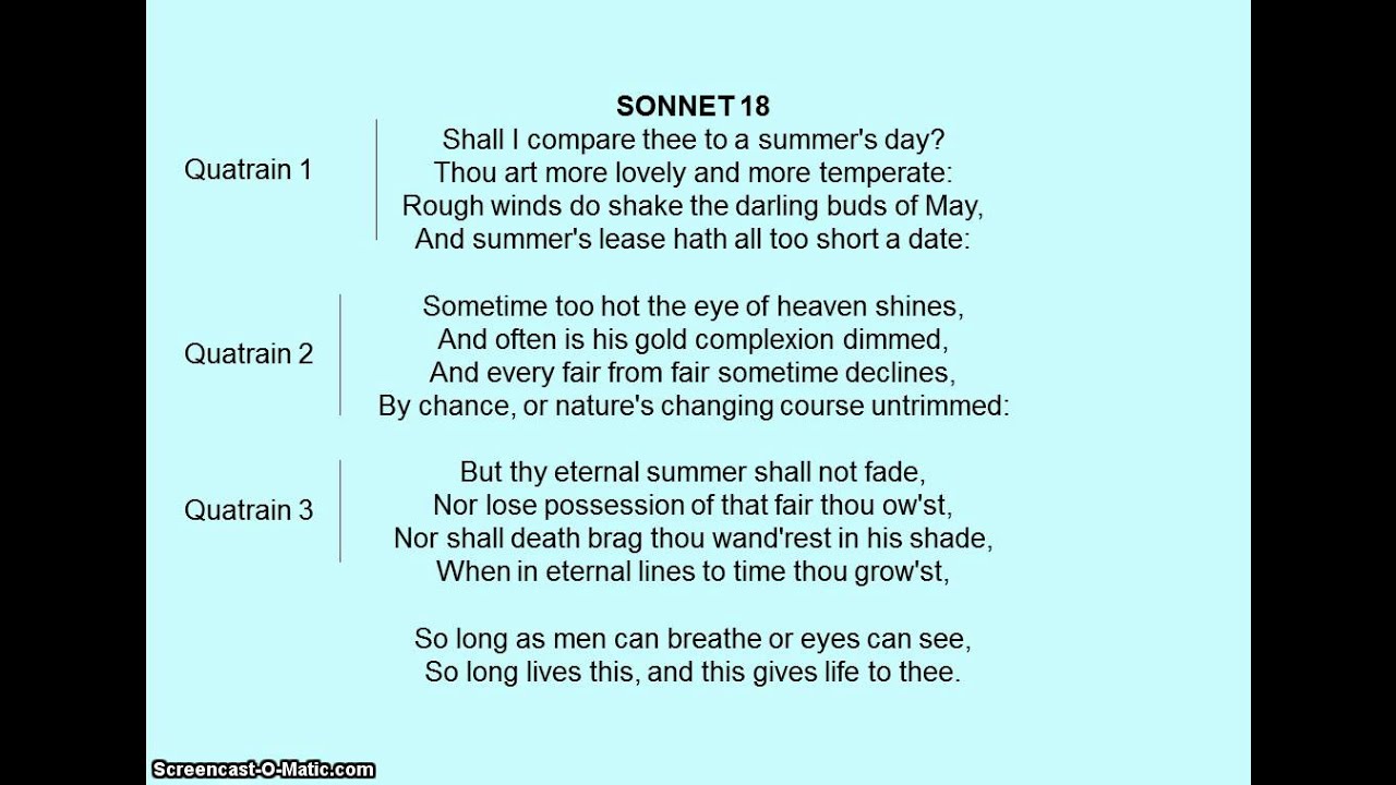 shakespearean sonnet examples by students