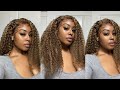 Beautiful Summer Hair Honey Blonde Highlighted Kinky Curly Lace Wig Ft. Nadula Hair