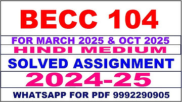 becc 104 solved assignment 2024-25 || becc 104 solved assignment 2025 in Hindi || ignou becc104