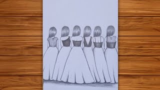 How To Draw Six Girls Best Friends Step By Stepgirls Drawingbff Drawing Easygirl Drawing Easy