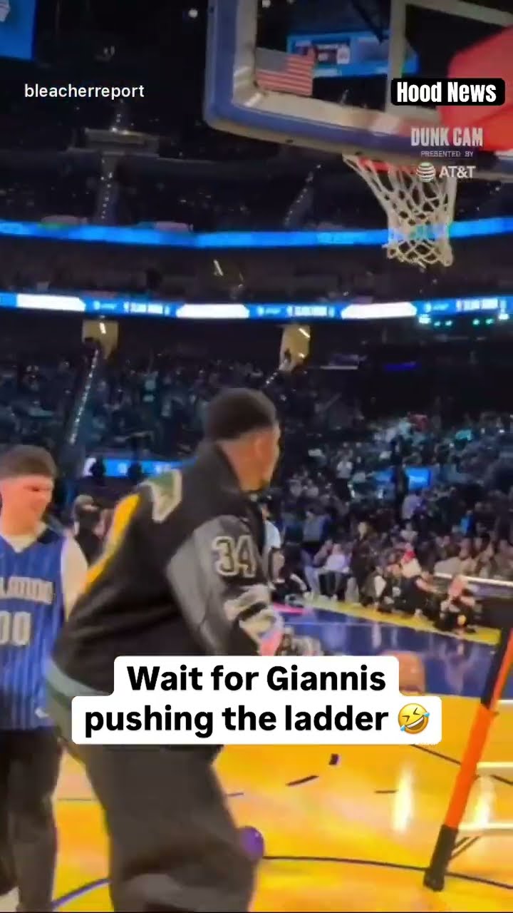 Wait for Giannis pushing the ladder #hoodnews #macmcclung #dunkcontest #giannisantetokounmpo #lol #i