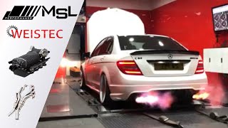 Stage 2 Weistec Supercharged Mercedes C63 W204 spitting flames on the MSL Performance Dyno 🔥