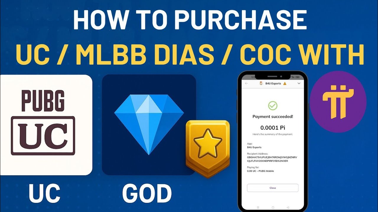 🌟 How to Purchase UC / MLBB Diamonds / COC with Pi Network 🌟