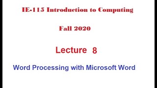 Introduction to Computing - Lecture 8