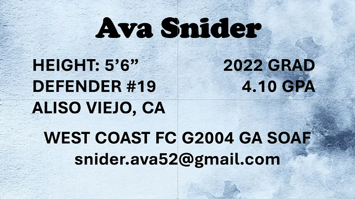 Ava Snider: Class of 2022 WCFC G2004 GA SOAF