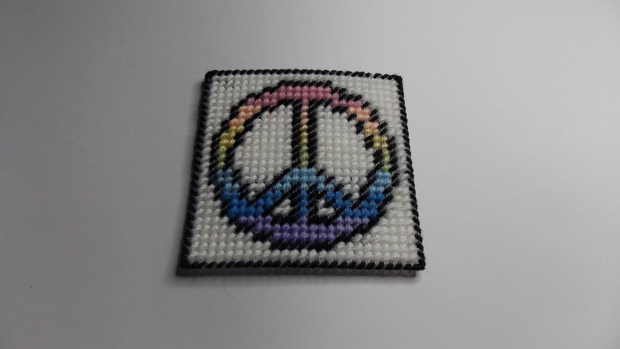 How to make a plastic canvas Peace Sign Coaster