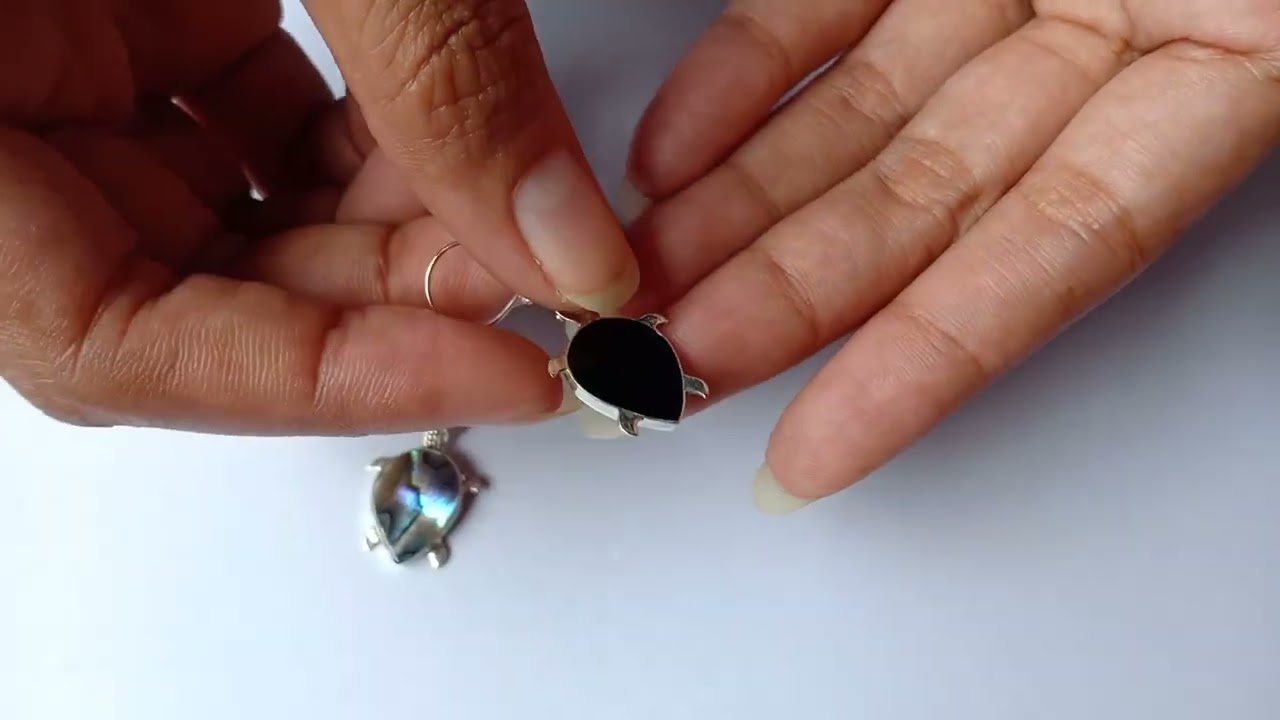 Sterling Silver, Abalone Shell, Turtle Design Earrings SSE 145