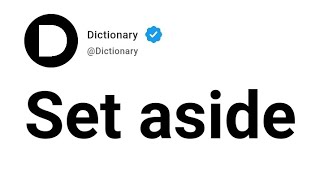 Set aside Meaning In English