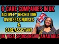 CARE ASSISTANTS &amp; NURSES URGENTLY NEEDED IN UK🤷🏽‍♀️||6 CARE COMPANIES ARE HIRING FROM OVERSEAS