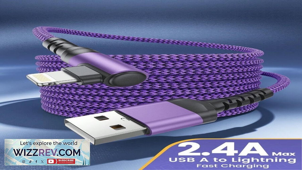 BinBoom USB A To Lightning Cable 2.4A 12W Max Fast Charging 90 Degree