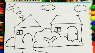 cómo dibujar y pintar la casa - Aprende pintura de color - Videos para Niños / ABS channel screenshot 5
