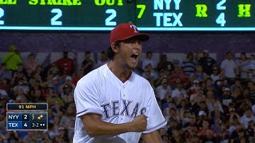 NYY@TEX: Darvish fans eight over seven strong frames