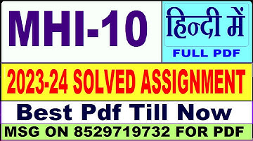 mhi 10 solved assignment 2023-24 || mhi 10 solved assignment 2024 in Hindi || ignou mhi10 2024