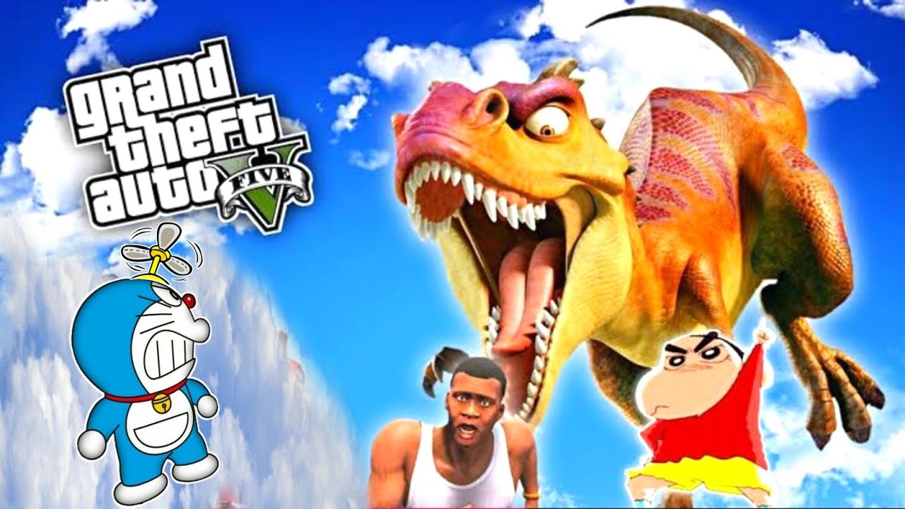 GTA 5 Dinosaur Attack Shinchan & Franklin Jurassic Park in GTA 5