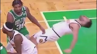 Marcus Smart slams Campazzo to the ground (refs call a "natural basketball play")