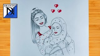 Hindu-Muslim Girls Friendship Drawing Sketches Of Girls Drawing For Girls Easy Drawing Girls