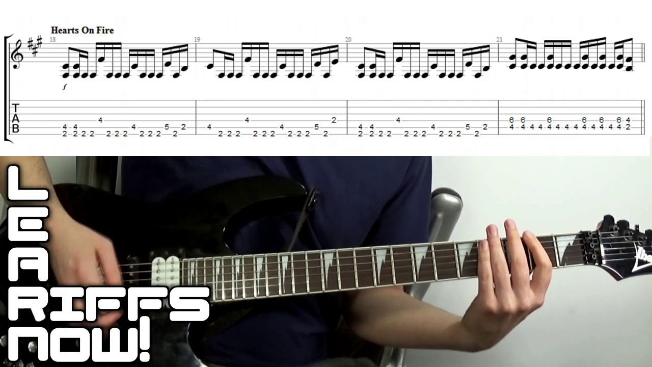 Hearts On Fire HAMMERFALL Guitar Lesson Intro Riff Tab YouTube