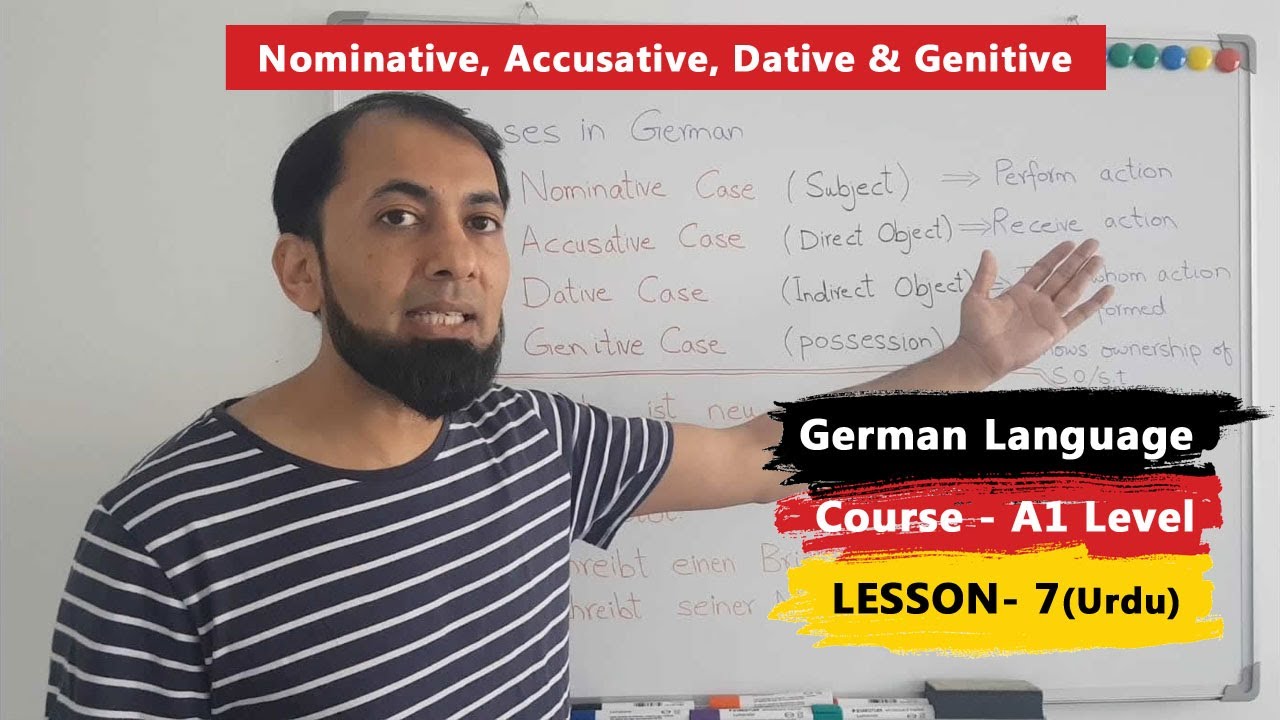 A1 German Course Lesson 7 Cases in German Language Nominative Accusative Dative Urdu