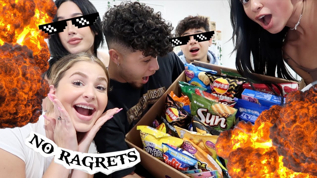 ME AND MY FRIENDS TRY EXOTIC SNACKS (Q&A) W/ ACTUALLYJOSE & REY DAMAS | JULIESOFIAA
