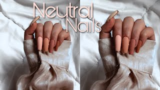 Multicolor Fall Neutral Nails At Home| SIMPLE & EASY ?? ‏تركيب ‏الأظافر ‏الاصطناعية