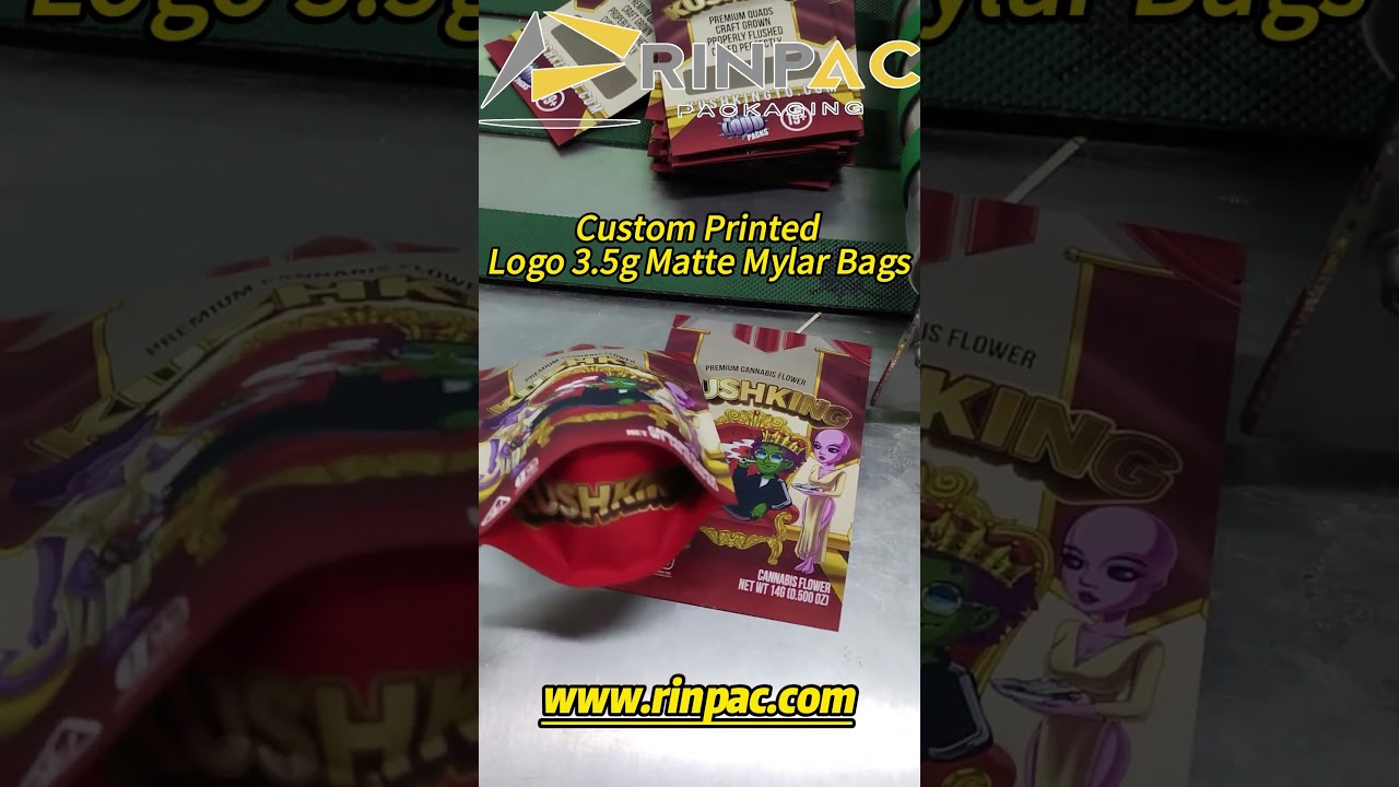 Custom Printed Logo 3 5g Matte Mylar Bags | Recent Bags Making Record | www.rinpac.com