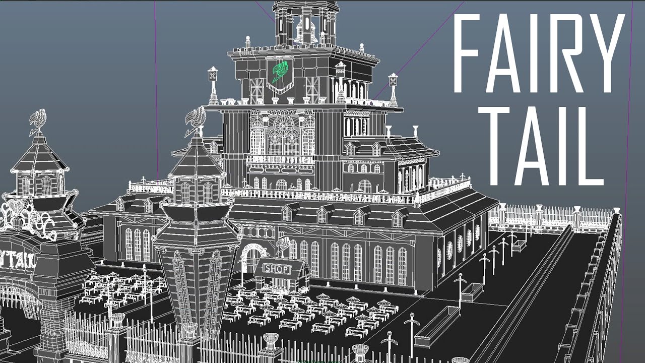 Fairy Tail Guild Building 3d Modeling Timelapse Youtube