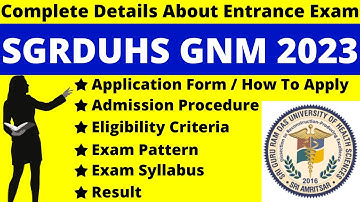 SGRDUHS GNM 2023 Full Details: Notification, Dates, Application, Syllabus, Pattern, Eligibility