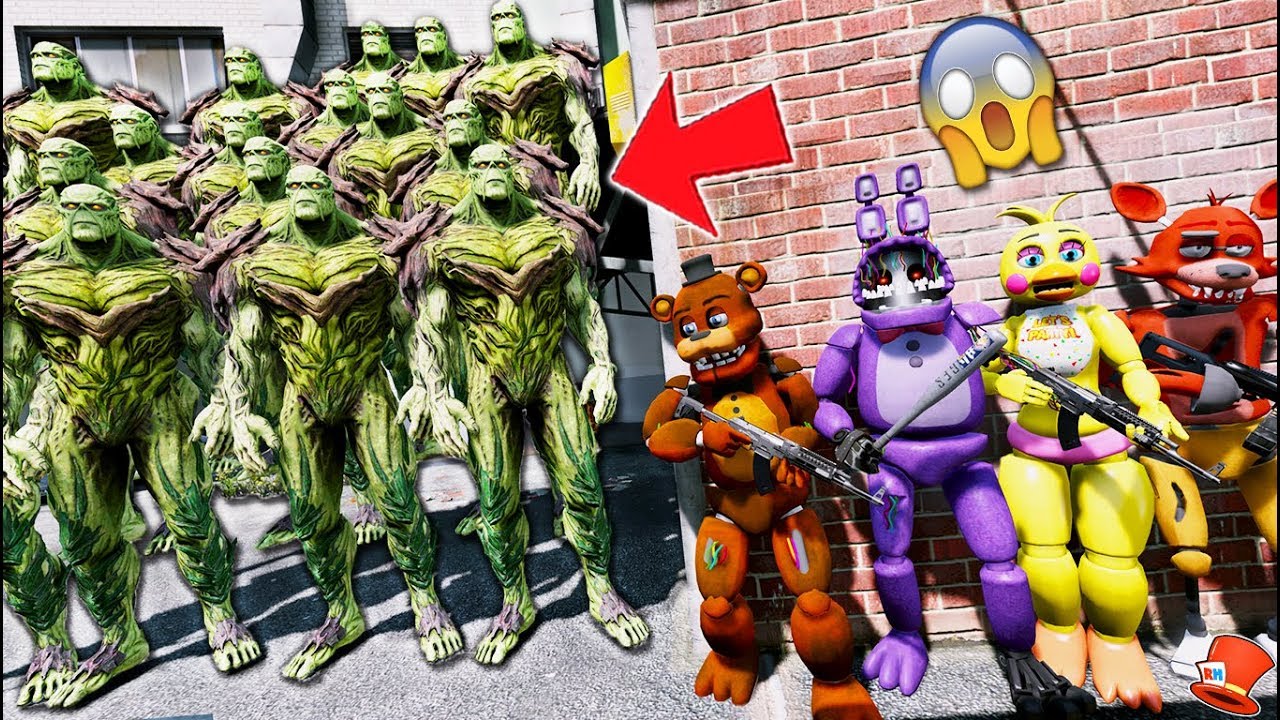 They ran into a 1000+ Swamp Thing MONSTER ARMY! (GTA 5 Mods FNAF RedHatter) save the world