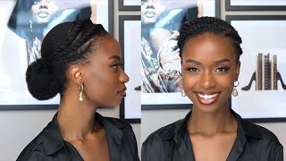 Simple Flat Twist Low Bun Hairstyle For 4b 4c Natural Hair