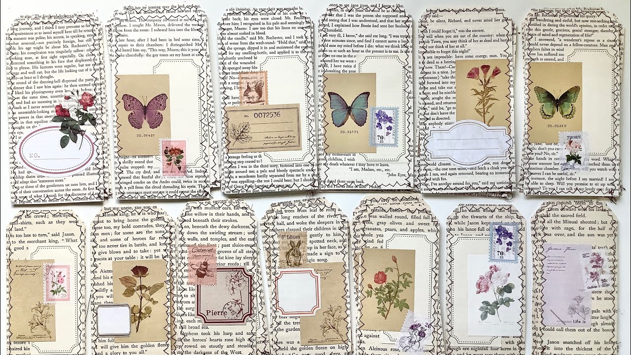 How I make embellished tags for junk journals - Vintage collage