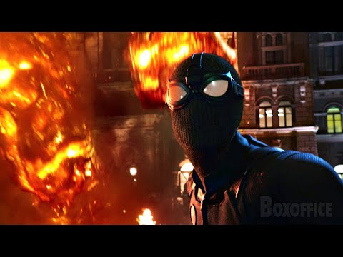 Black Spider-Man U0026 Mysterio VS Fire Monster | Spider-Man: Far From Home | CLIP