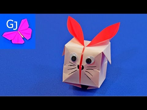 Надувной заяц оригами из бумаги