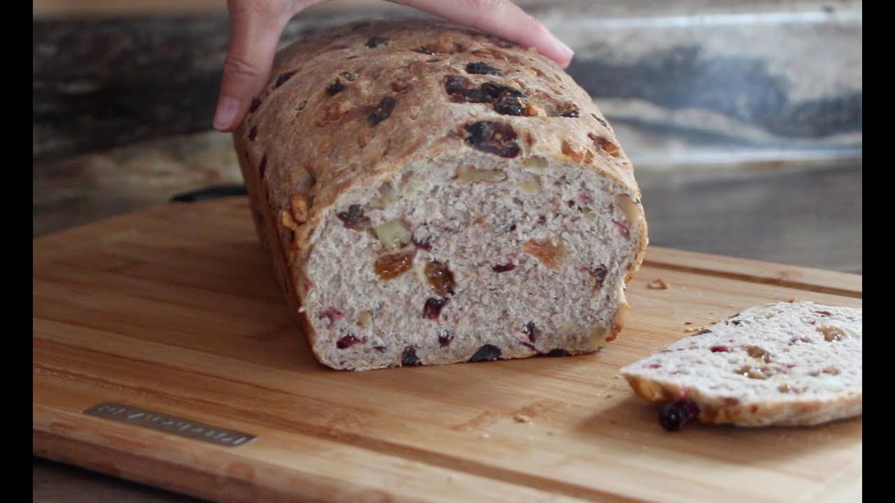 Breakfast bread with walnut, raisin, almond and cranberries YouTube