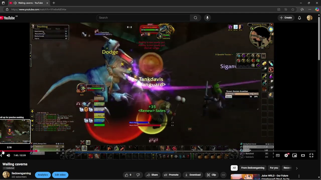 Classic hardcore WoW | Full Wailing caverns tank guide run